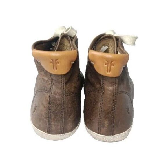 Frye Burnished Leather High Top Sneakers Women's Size 8.5 Shoes Brown - Picture 7 of 11
